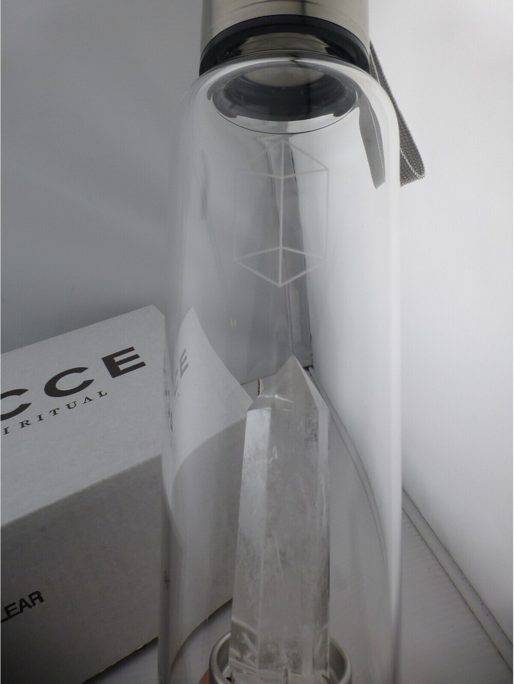 GLACCE Luxury Spiritual Clear Quartz Crystal Infused Glass Water Bottle, 18oz R1 - Picture 6 of 9